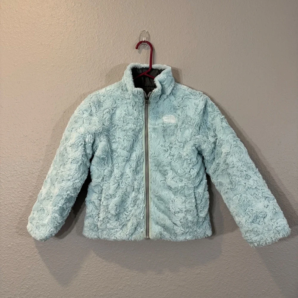 The North Face Girl's Size S 7/8 Gray Reversible Mossbud Swirl Insulated Jacket